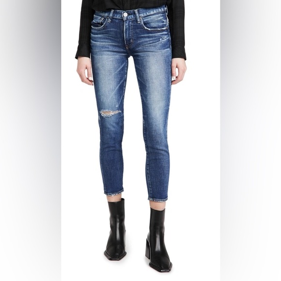 Moussy Vintage Falkner Skinny in Dark Blue Distressed...